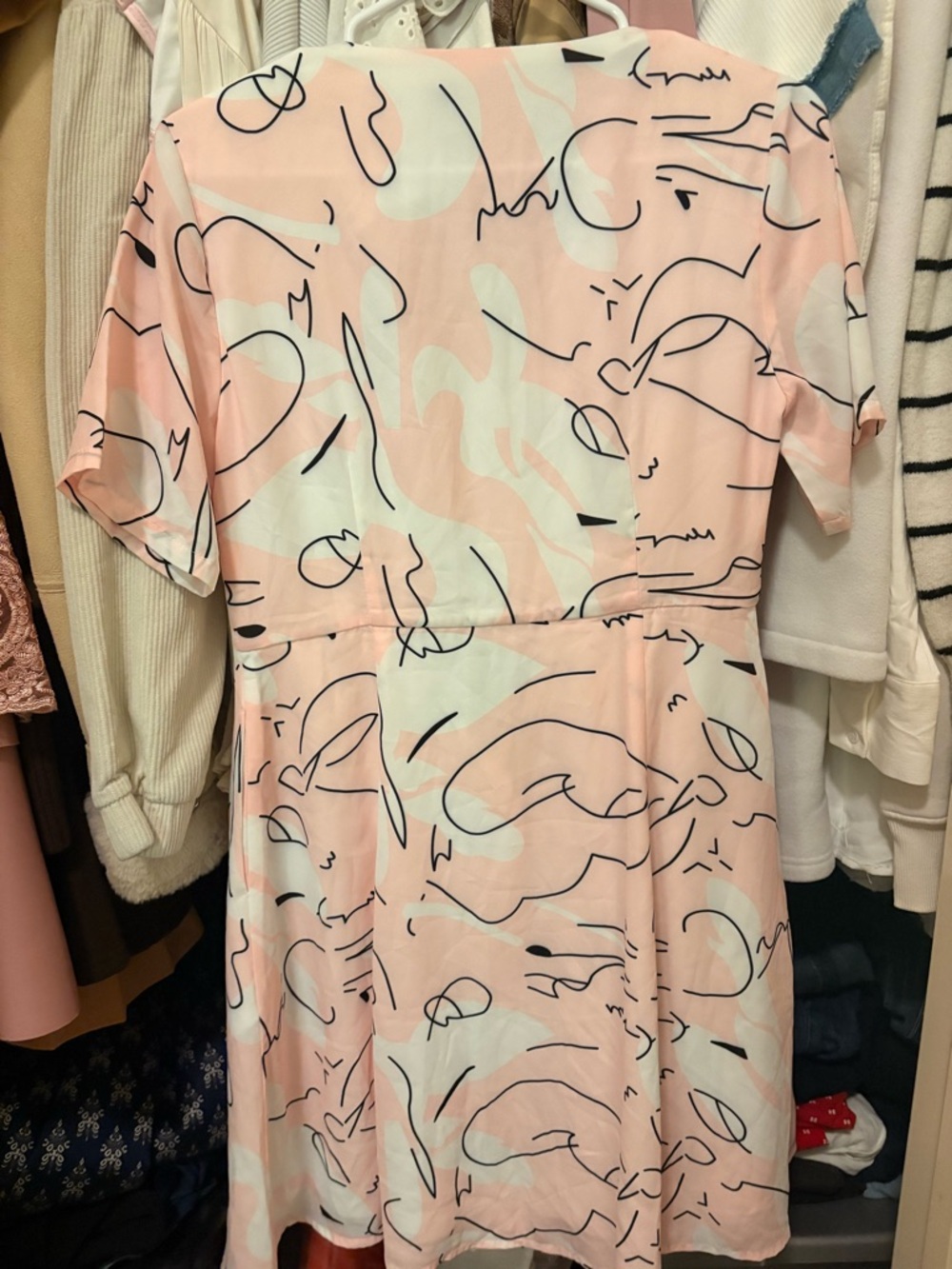 Pink Abstract Button-Front Midi Dress - Picture 2 of 2